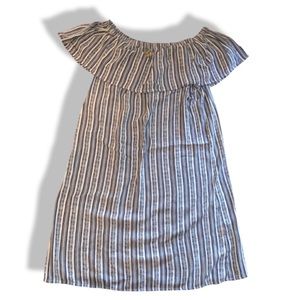 Hawaiian Tropic Blue/White Ruffle Dress, Size Small